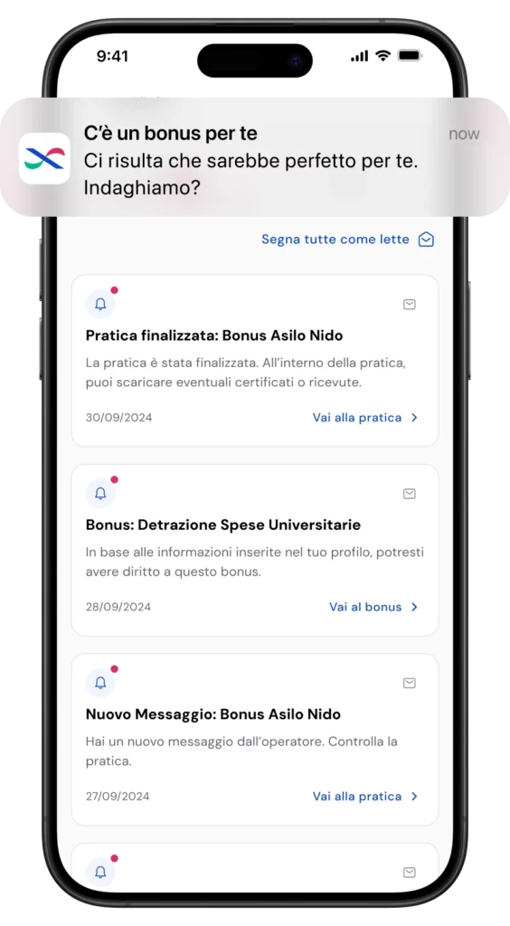 notifiche push che avvisano di nuovi bonus